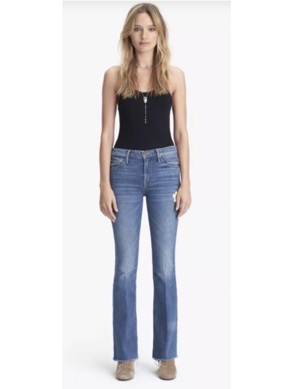MOTHER Embroidered Weekender Fray Jeans - Picture 3 of 14